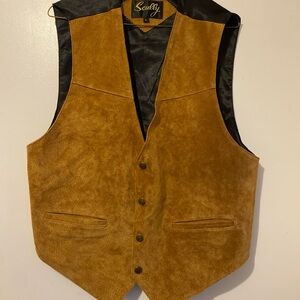 Scully Men's Bourbon Tan Boar Suede snap front Vest